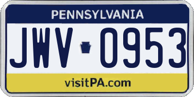PA license plate JWV0953