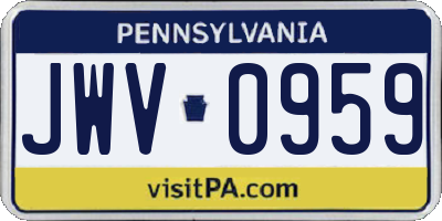PA license plate JWV0959