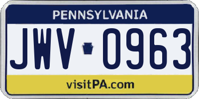 PA license plate JWV0963