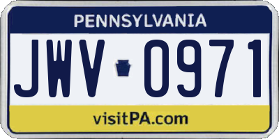 PA license plate JWV0971