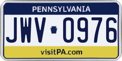 PA license plate JWV0976
