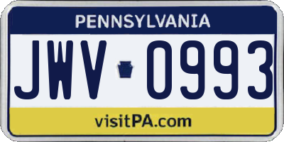 PA license plate JWV0993