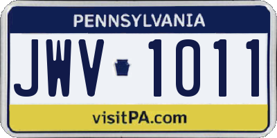PA license plate JWV1011