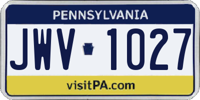 PA license plate JWV1027