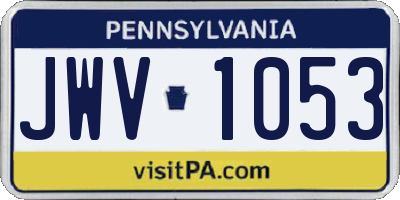 PA license plate JWV1053