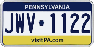 PA license plate JWV1122