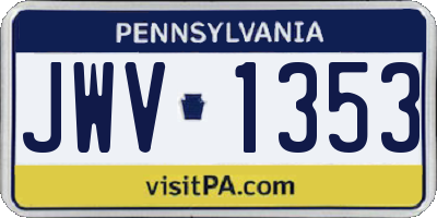 PA license plate JWV1353