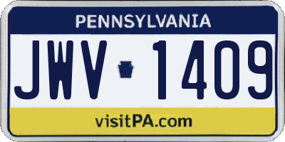 PA license plate JWV1409