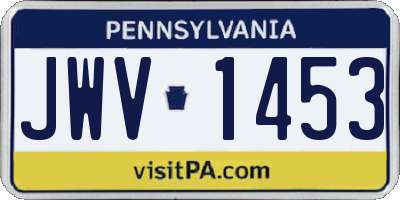 PA license plate JWV1453