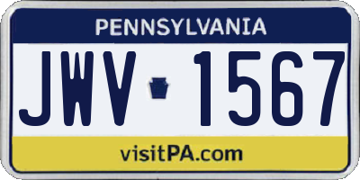 PA license plate JWV1567