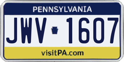 PA license plate JWV1607