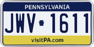 PA license plate JWV1611
