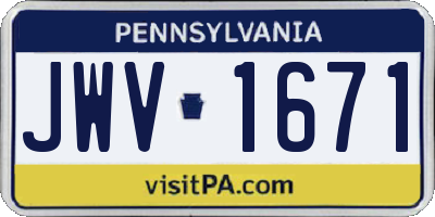 PA license plate JWV1671
