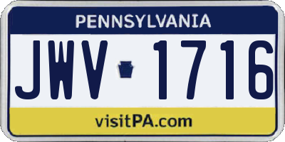PA license plate JWV1716