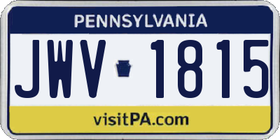 PA license plate JWV1815