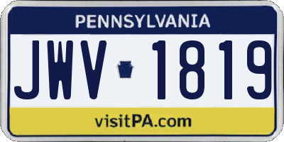 PA license plate JWV1819