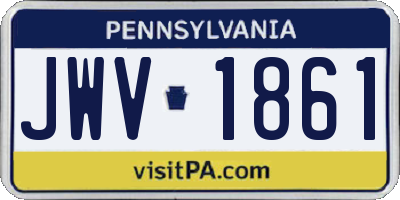 PA license plate JWV1861
