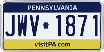PA license plate JWV1871