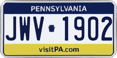 PA license plate JWV1902