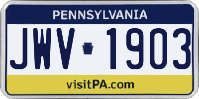 PA license plate JWV1903