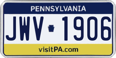 PA license plate JWV1906