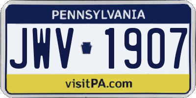 PA license plate JWV1907