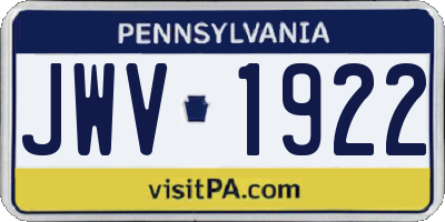 PA license plate JWV1922