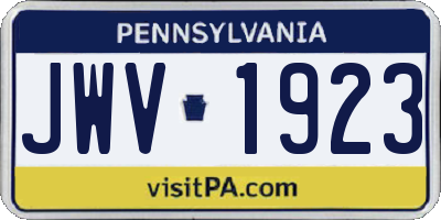PA license plate JWV1923
