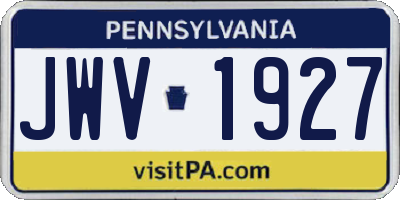 PA license plate JWV1927