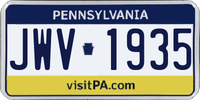 PA license plate JWV1935