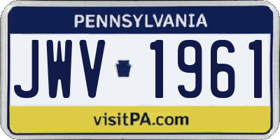 PA license plate JWV1961