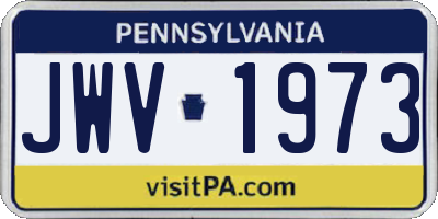 PA license plate JWV1973