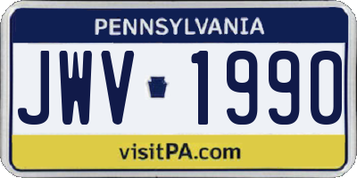 PA license plate JWV1990