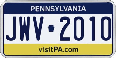 PA license plate JWV2010