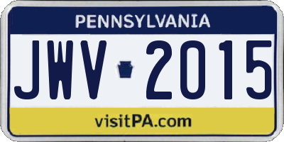 PA license plate JWV2015