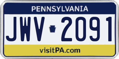 PA license plate JWV2091