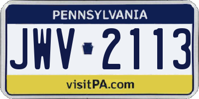 PA license plate JWV2113