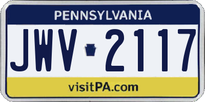 PA license plate JWV2117
