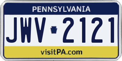 PA license plate JWV2121