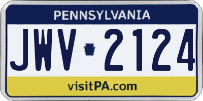 PA license plate JWV2124