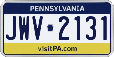 PA license plate JWV2131