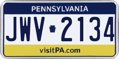 PA license plate JWV2134