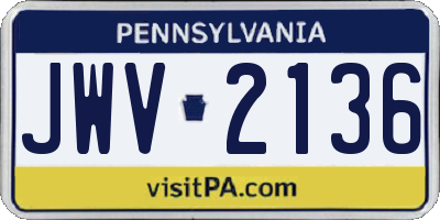 PA license plate JWV2136