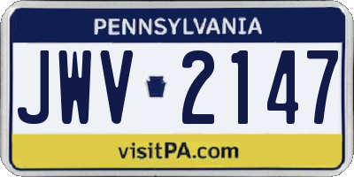 PA license plate JWV2147