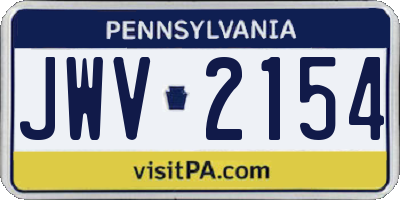 PA license plate JWV2154