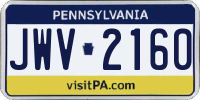 PA license plate JWV2160