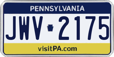 PA license plate JWV2175