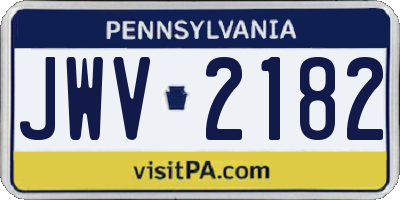 PA license plate JWV2182