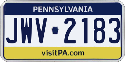 PA license plate JWV2183