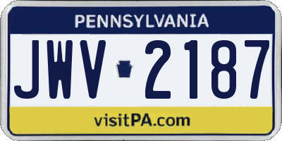 PA license plate JWV2187